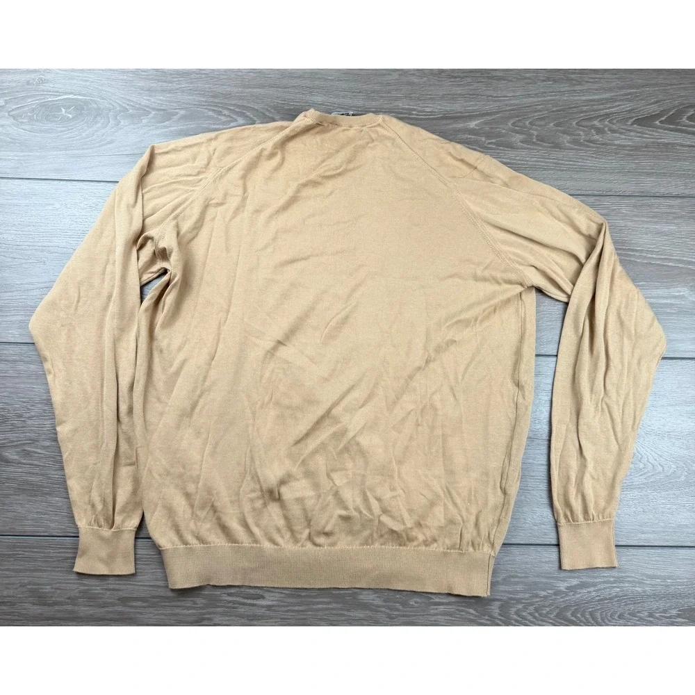 Tomas G Mens Sweater Long Sleeve Crew Neck Cotton Tan L